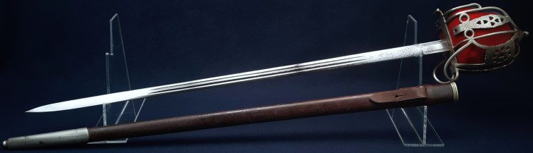Scottish WW1-WW2 Officers Basket Hilt Broadsword, Major Thomas William Youngson, KOSB 07